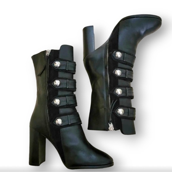 Isabel Marant Combat Boots Black Leather Ankle 7 37 Arnie Brandenburg Winter - Picture 3 of 10